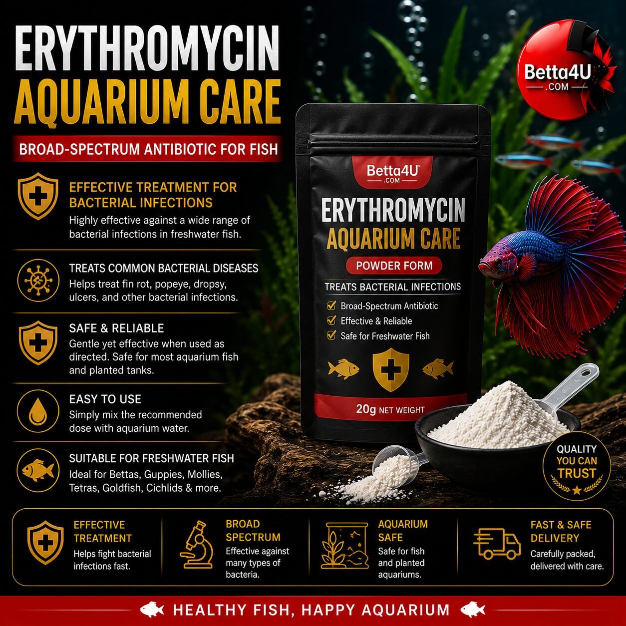 Erythromycin Aquarium Care 20g- Most Popular In Aquarium and Hatcheries 2 Erythromycin Aquarium Care 20g- Most Popular In Aquarium and Hatcheries