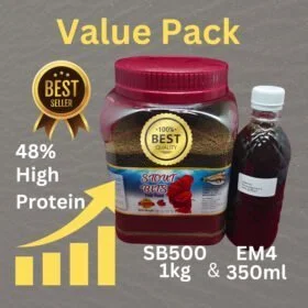 Stout Bits Fish Pellet 1kg (0.5mm): Optimal Aquatic Nutrition with 350ml Effective Microorganism 7 Stout Bits Fish Pellet with effective microorganism
