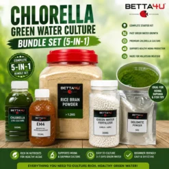hlorella Green Water Culture Bundle Set 5 in 1 by Betta4U Complete Chlorella Green Water Starter Kit for Moina Culture Premium Green Water Culture Bundle Malaysia Chlorella Starter Culture for Fish Breeders Green Water Culture Ingredients by Betta4U Rice Bran EM4 Dolomite NPK Chlorella Bundle Green Water Kit for Daphnia and Moina Culture Live Chlorella Culture Bundle Set Aquaculture Green Water Starter Kit Betta4U Chlorella Green Water Culture Bundle