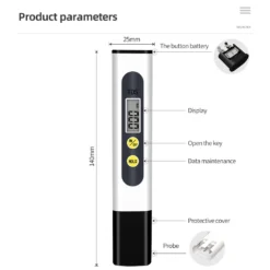 Alternative view of High Precision Water Tester Pen TDS & PH Meter 0-14 PH LCD PPM