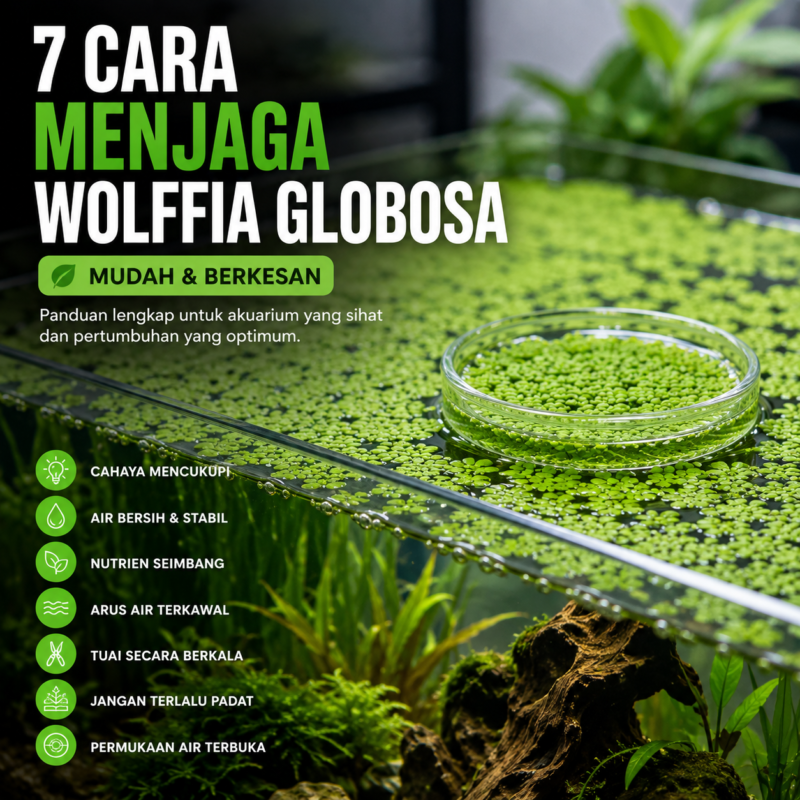 🌿 Panduan Penjagaan Wolffia Globosa dalam Akuarium (Watermeal) untuk Akuarium dan Kolam 2 Wolffia Globosa Watermeal tumbuhan terapung akuarium