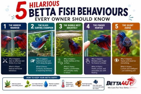 Colorful Betta fish flaring inside a beautifully planted aquarium demonstrating natural territorial behaviour.