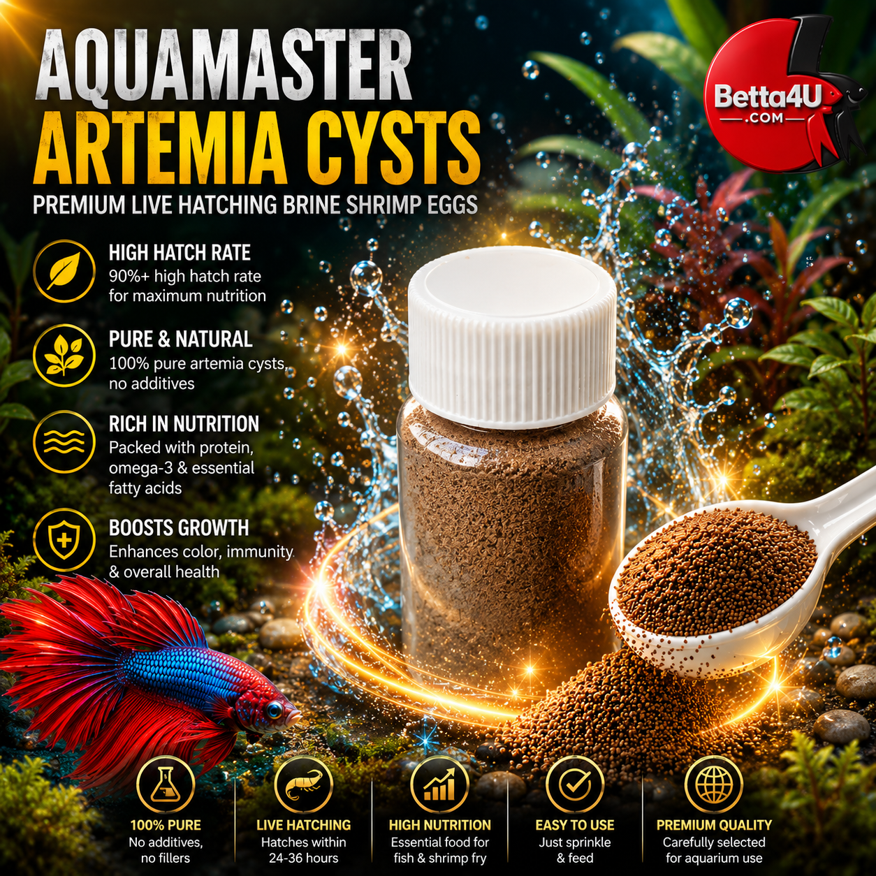 Premium AquaMaster Artemia Cysts 20g | Proven 90–95% Hatch Rate 6 Premium AquaMaster Artemia Cysts 20g