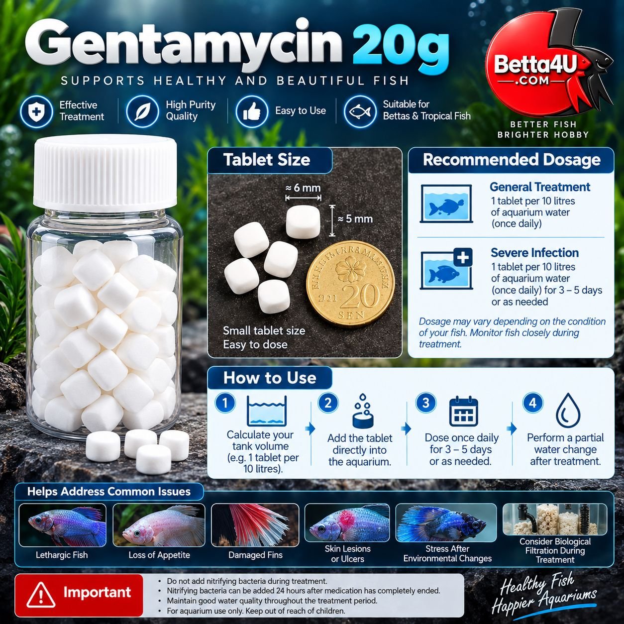 Gentamycin 20g | Powerful Aquarium Care Support 4 Gentamycin 20g betta fish aquarium care
